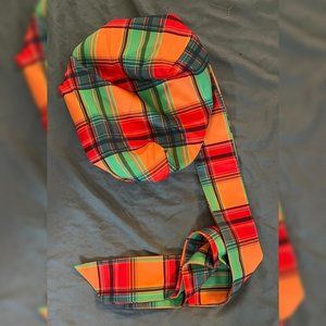African Print Wax Headwrap Scarf Bonnet - Green Yellow Orange - 2 for $40